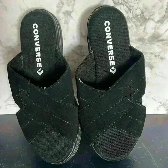 Converse Women’s Slides Sandals Black 6.5 - Picture 1 of 10
